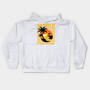 Summer Paradise. Summertime, Fun Time. Fun Summer, Beach, Sand, Surf Retro Vintage Design. Kids Hoodie